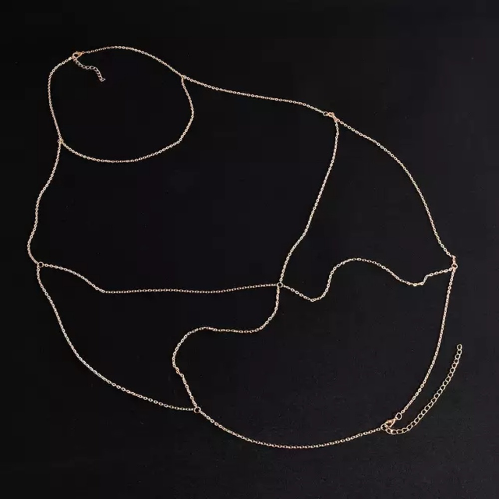 NEW! 💎 Sexy Boho Body Chain Harness Gold Silver - Picture 3 of 8